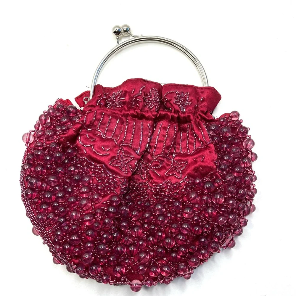 Beaded Burgundy Purse Cross Body or Formal Party Bag